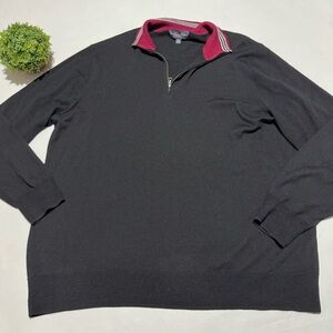 Brooks Brothers Black Wool Blend Quarter‎ Zip Sweater Size XXL Classic Fall Cozy